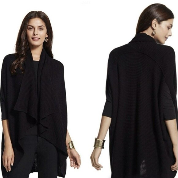 NWT CHICO’S Krislin Ribbed Knit Convertible Cardigan S/M Black - Picture 1 of 7